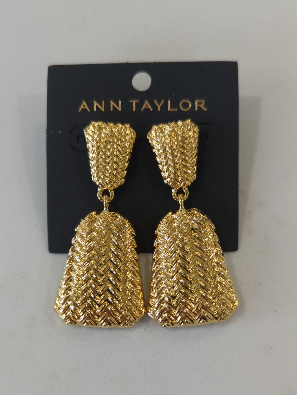 Ann Taylor Shimmery Gold Chevron Drop Earrings